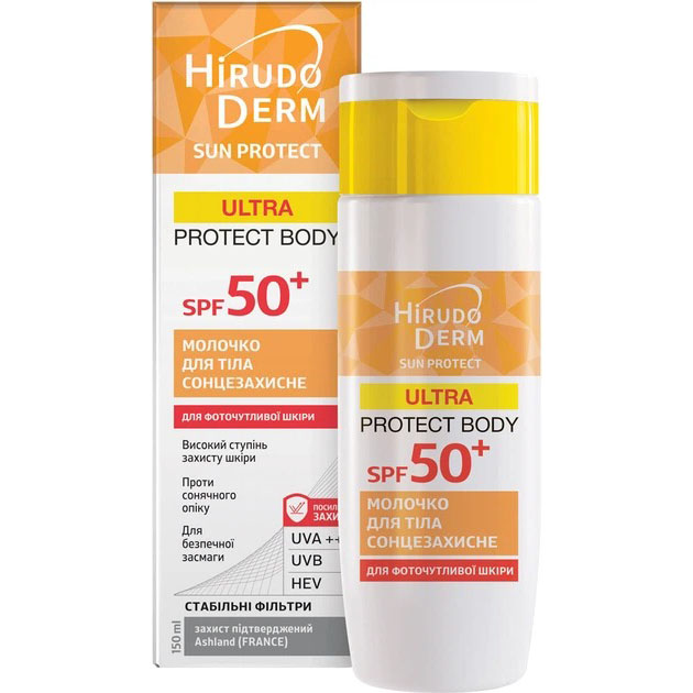 Сонцезахисне молочко для тіла БІОКОН Hirudo Derm Sun Protect UltraProtect SPF50+ 150 мл (4820160038554)
