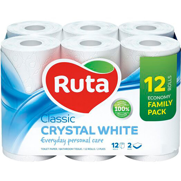 

Туалетная бумага RUTA Classic White (4820023744738), Папір туалетний Classic 12шт білий 2-шаровий