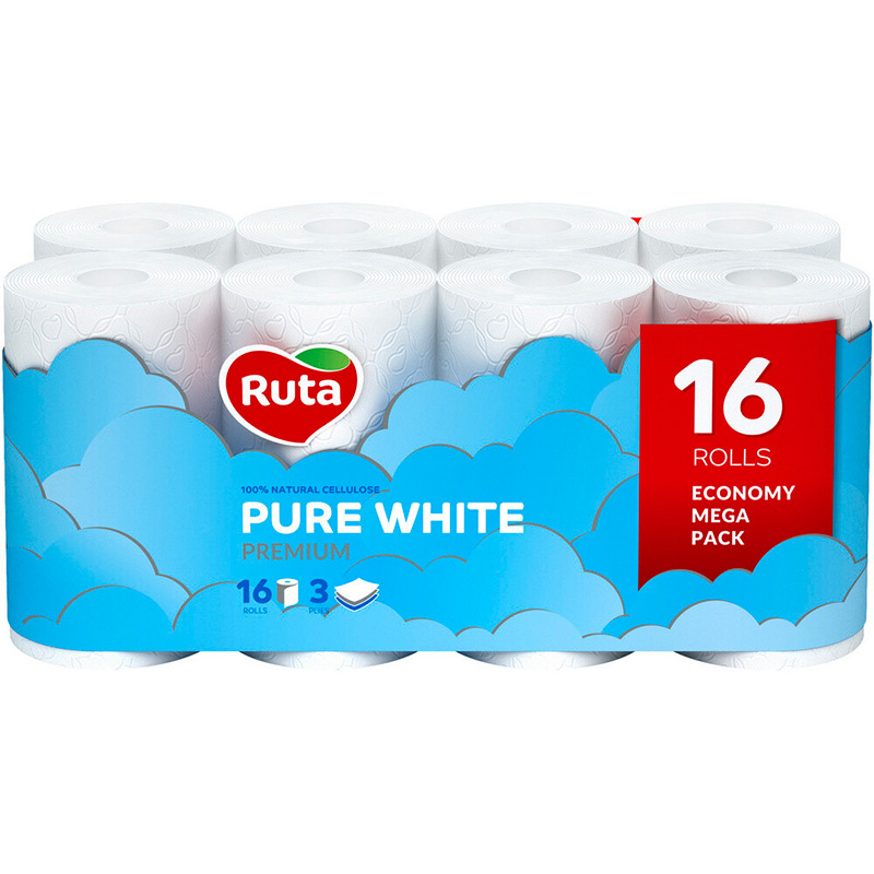 Туалетний папір RUTA Pure White (4820023748538)