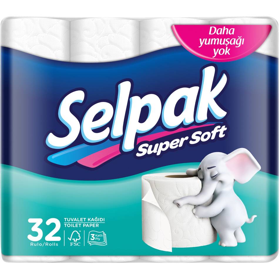 

Туалетная бумага SELPAK 32 рулона (8690530284463), Папiр білий 32шт