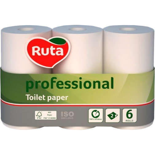 

Туалетная бумага RUTA Fesko Professional 6 рулонов (4820202893233), Папір туалетний Fesko Professional 6рул 55м 2ш