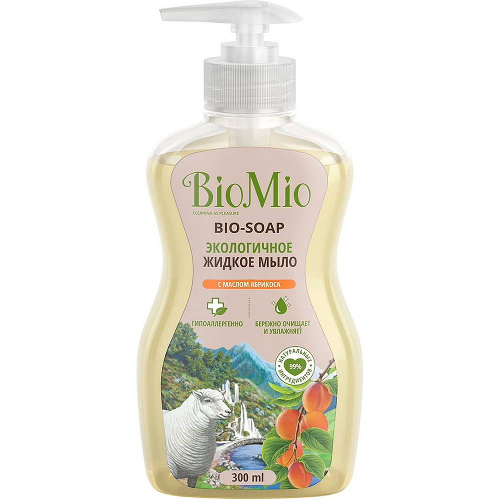 

Жидкое мыло BIOMIO Bio-Soap Смягчающее Абрикос 300 мл (4603014011176), BIO-SOAP жидкое мыло с маслом абрикоса, 300 мл