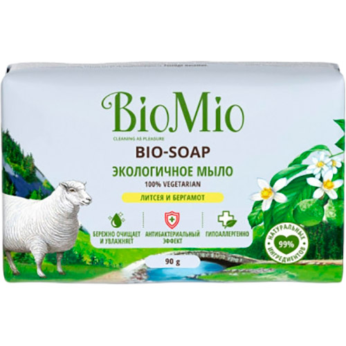 

Мыло туалетное BIOMIO Bio-Soap Литсея и бергамот 3 х 90 г (4603014012198), Екологічне туалетне мило BIO-SOAP з ефірн. оліями