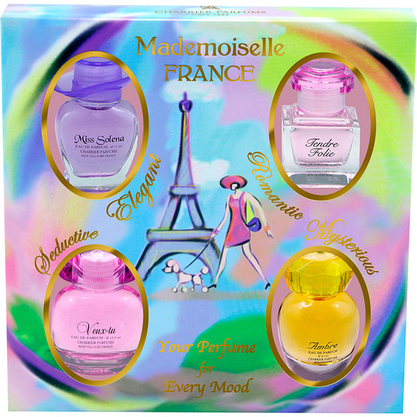 

Набор миниатюр парфюмированной воды Charrier Parfums Mademoiselle France 4 шт (3442070444112), Набір мініатюр парфумованої