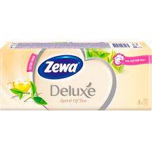 Носовые платки Zewa Deluxe Spirit of Tea трехслойные 10 шт х 10 пачек (7322540061475)