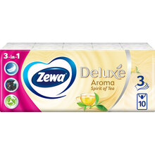 Носовые платки Zewa Deluxe Spirit of Tea трехслойные 10 шт х 10 пачек (7322540061475)