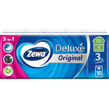 Носовые платки Zewa Deluxe трехслойные 10 шт х 10 пачек (9011111516145)