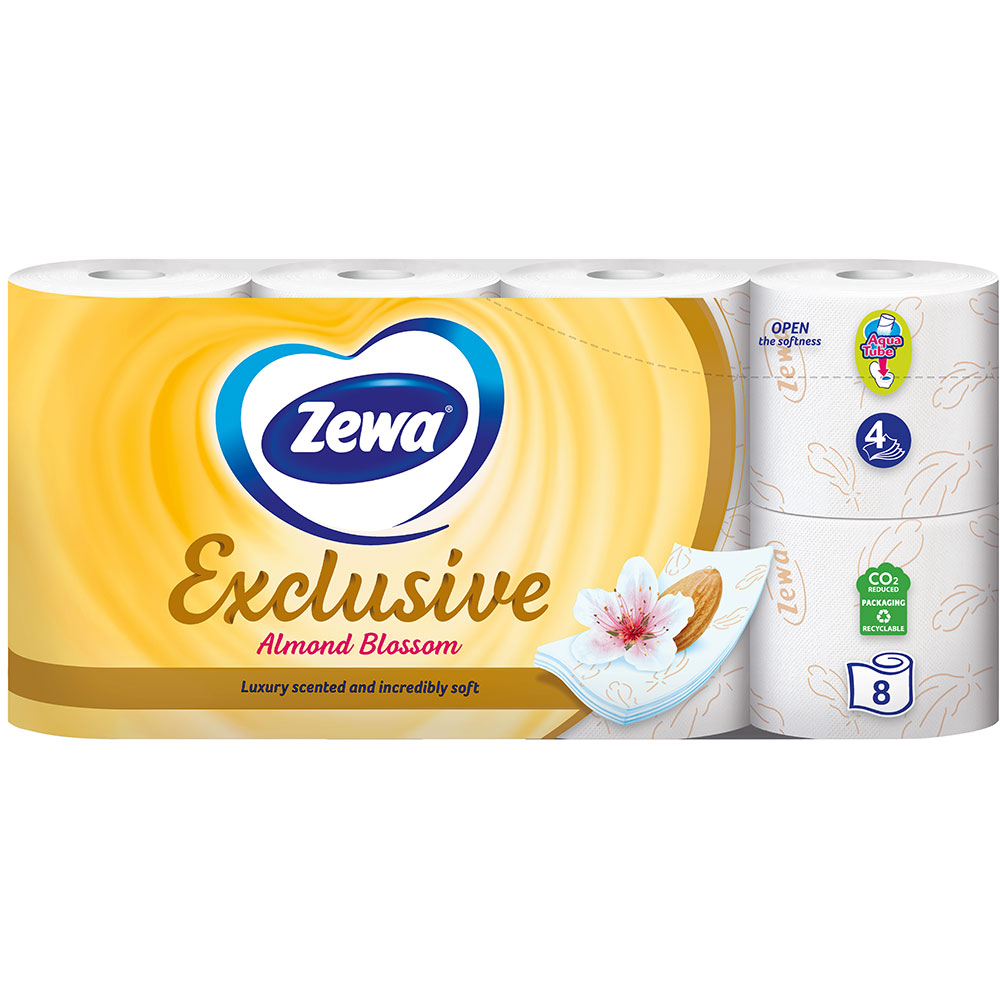 Туалетний папір Zewa Exclusive аромат мигдальне молочко чотиришаровий 8 рулонів (7322540837933) Вид туалетний папір