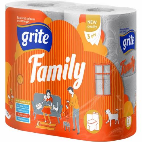 Туалетная бумага GRITE Family трехслойная 4 рулона (4770023482119) Туалетная бумага GRITE Family трехслойная 4 рулона (4770023482119)