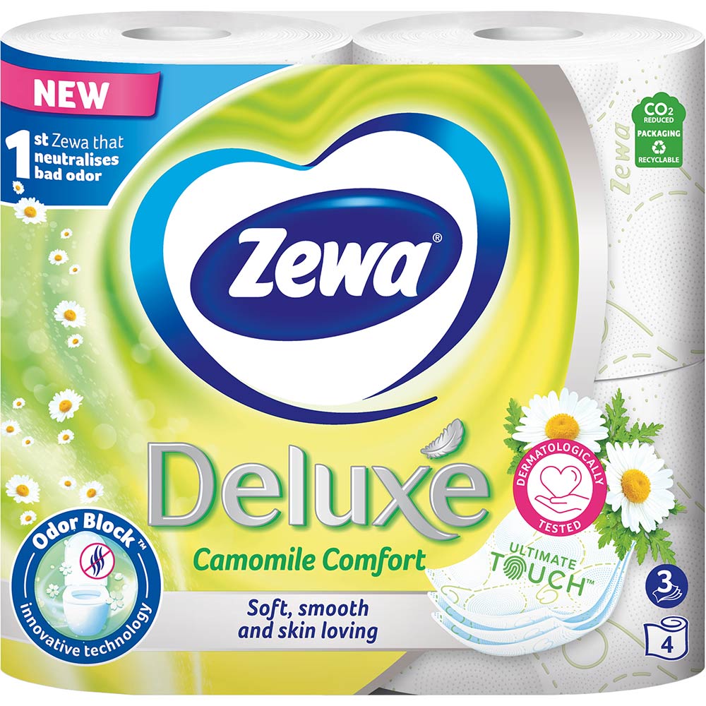 Туалетная бумага ZEWA Deluxe Deluxe 3-слойная Ромашка Белая 4 шт (7322540060133)