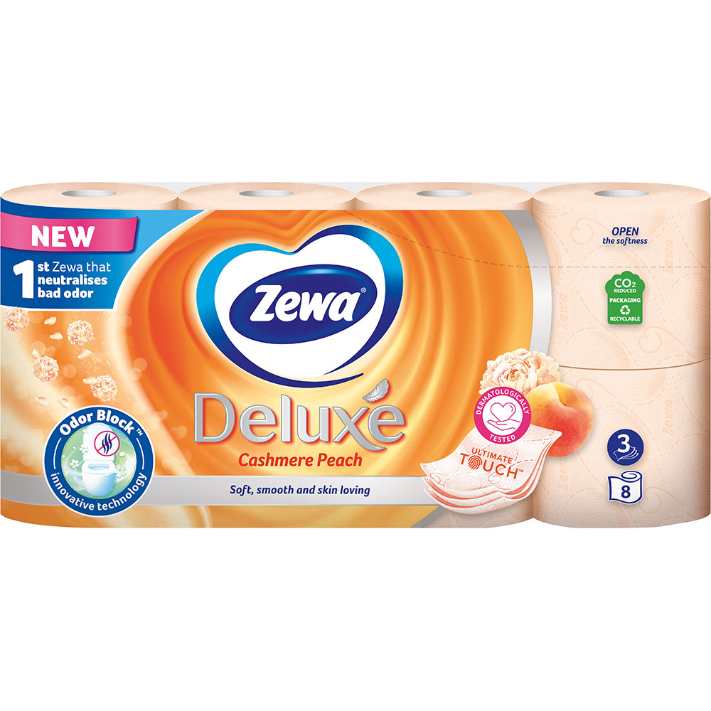 Туалетная бумага ZEWA Deluxe 3-слойная Персик 8 шт (7322541171791) Вид туалетная бумага