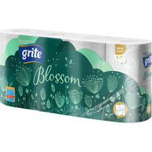 Туалетная бумага GRITE Blossom 3 слоя 8 рулонов (4770023348675)