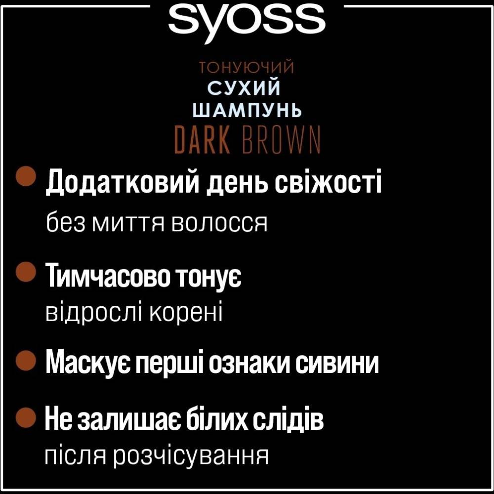 Сухий тонік-шампунь Syoss Tined Dry Dark Brown 200 мл (2834698) Категорія для жінок