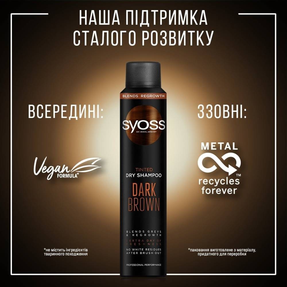 Сухий тонік-шампунь Syoss Tined Dry Dark Brown 200 мл (2834698) Тип тонік для волосся