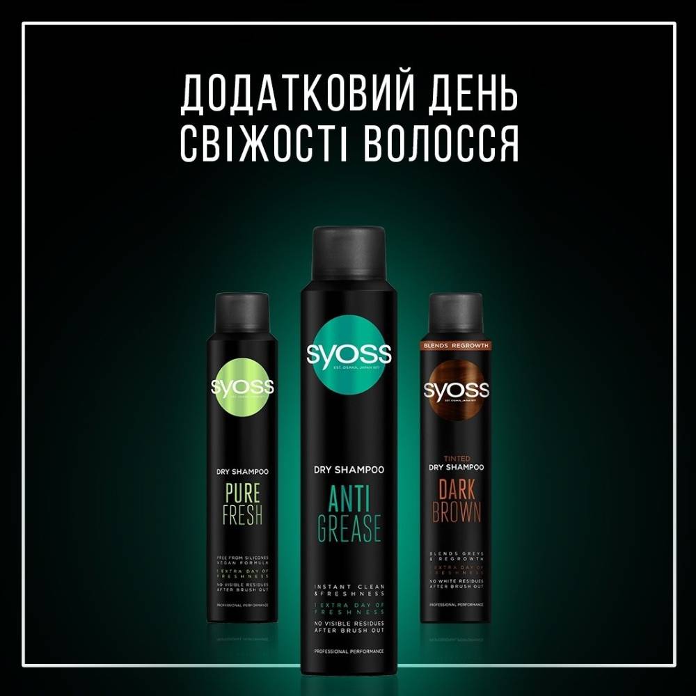 Сухий тонік-шампунь Syoss Tined Dry Dark Brown 200 мл (2834698) Тип сухий шампунь