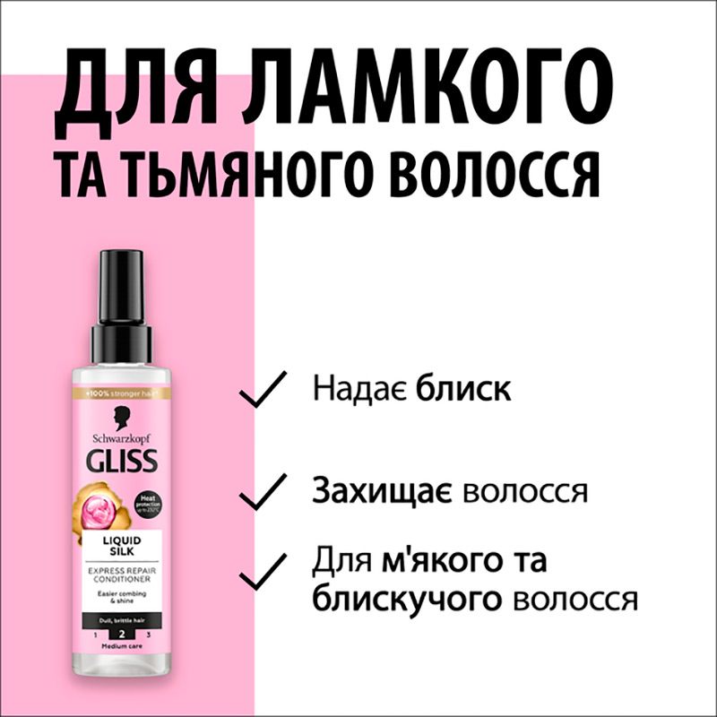 Експрес-кондиціонер Gliss Kur Liquid Silk 200 мл (9000100256087) Категорія для жінок