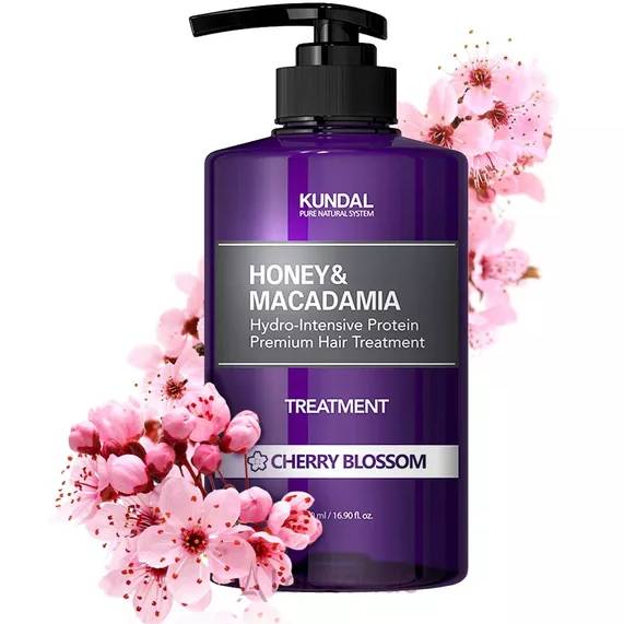 Кондиционер KUNDAL Honey&Macadamia Protein Treatment Cherry Blossom 500 мл (8809568740630) Состав Витамин е, экстракт меда, бетаин, пантенол, кокосовое масло, масло авокадо, аргановое масло, масло ши, аминокислоты шелка, соевый протеин, коллаген, кератин, экстракт лотоса, экстракт шалфея, экстракт камелии, экстракт прополиса, экстракт персика.