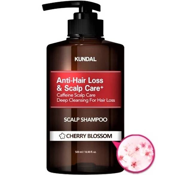 Шампунь KUNDAL Natural Caffeine Scalp Care Shampoo Cherry Blossom 500 мл (8809568745772) Склад Кофеїн, екстракти шовковиці, портулаку, хурми, камелії, ревеню, чайного листя, солодки, кореня женьшеню, ментол, пантенол, саліцилова кислота, ніацинамід, алантоїн, бетаїн, колаген.