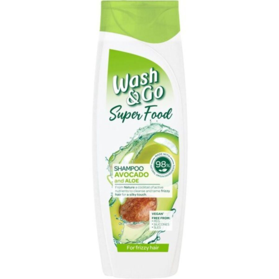 Шампунь WASH&GO SUPER FOOD З авокадо та алое віра 400 мл (8008970053080)