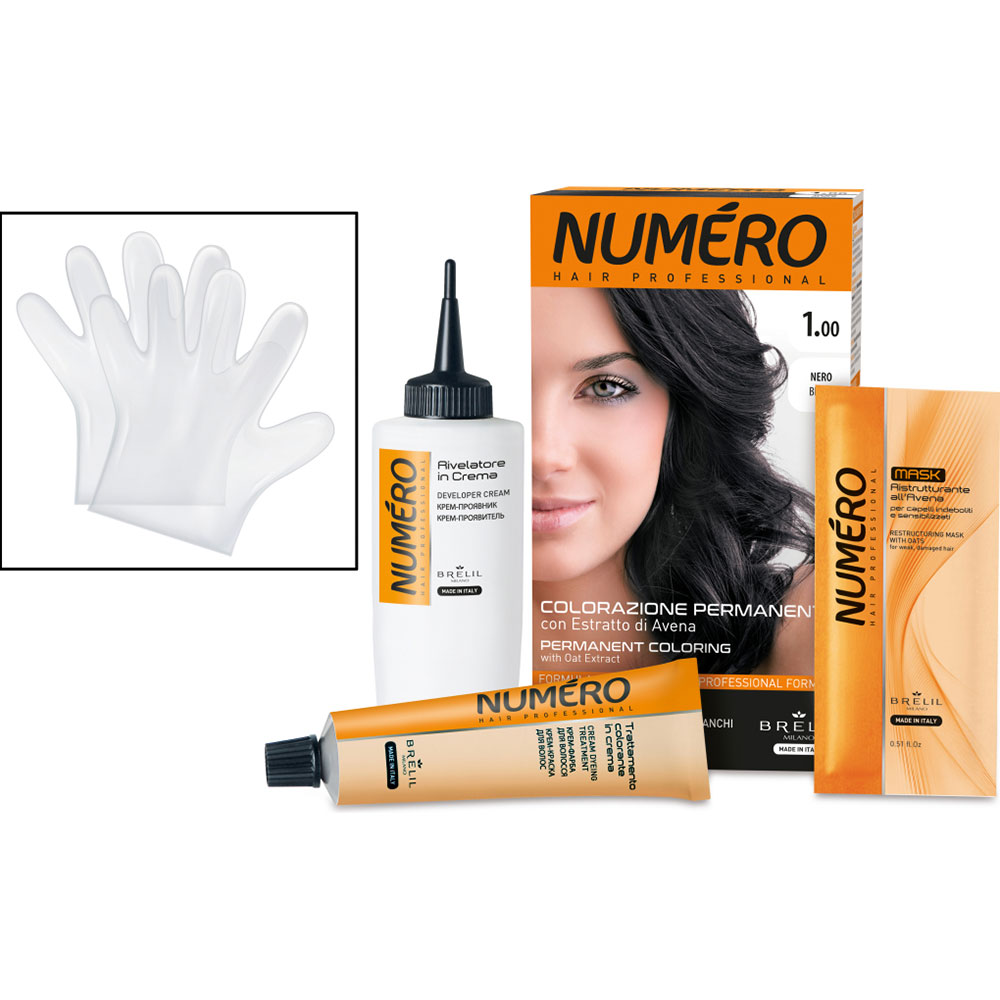 Краска для волос Brelil Numero 1.00 - Black 140 мл (8011935081226) Состав  Aqua (Water), Hydrogen Peroxide, Cetearyl Alcohol, Lauryl Alcohol, Ceteareth-30, Ceteareth-20, Etidronic Acid, Acetophenone, Sodium Stannate