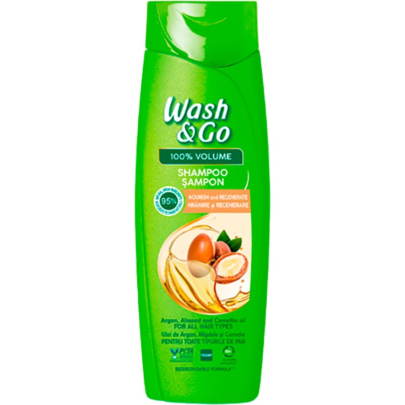 Шампунь WASH&GO з маслами аргану, мигдалю та ромашки 360 мл (8008970056869)