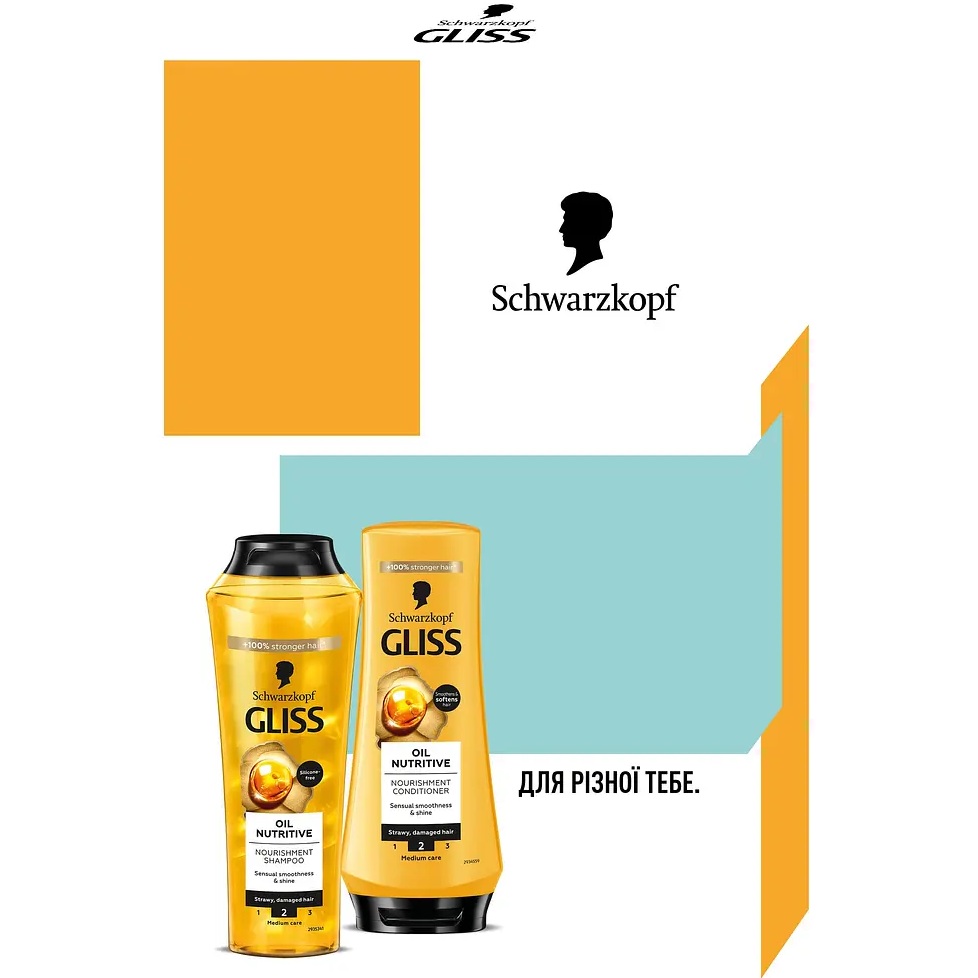 Набор GLISS Kur Oil Nutritive Hair Shine Шампунь 250 мл + Бальзам 200 мл (4015100863307) Комплектация Шампунь Gliss Kur Oil Nutritive 250 мл, Бальзам Gliss Kur Oil Nutritive 200 мл