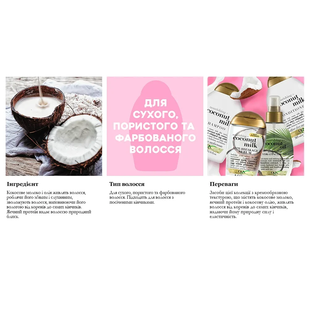 В Украине Кондиционер OGX Coconut Milk Hair 385 мл (22796970060)