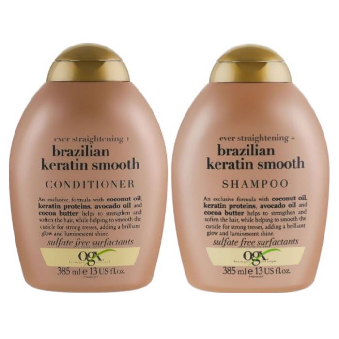 Набір для волосся OGX Brazilian Keratin Therapy 2 х 385 мл (3574661548791) Склад Кондиціонер OGX Brazilian Keratin Therapy Conditioner 385 мл, Шампунь OGX Shampoo Brazilian Keratin Therapy 385 мл