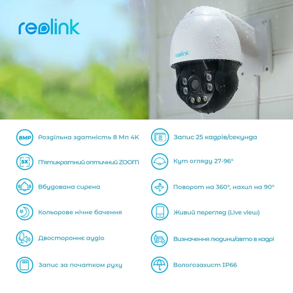 IP Камера REOLINK RLC-823A Тип корпуса купольная