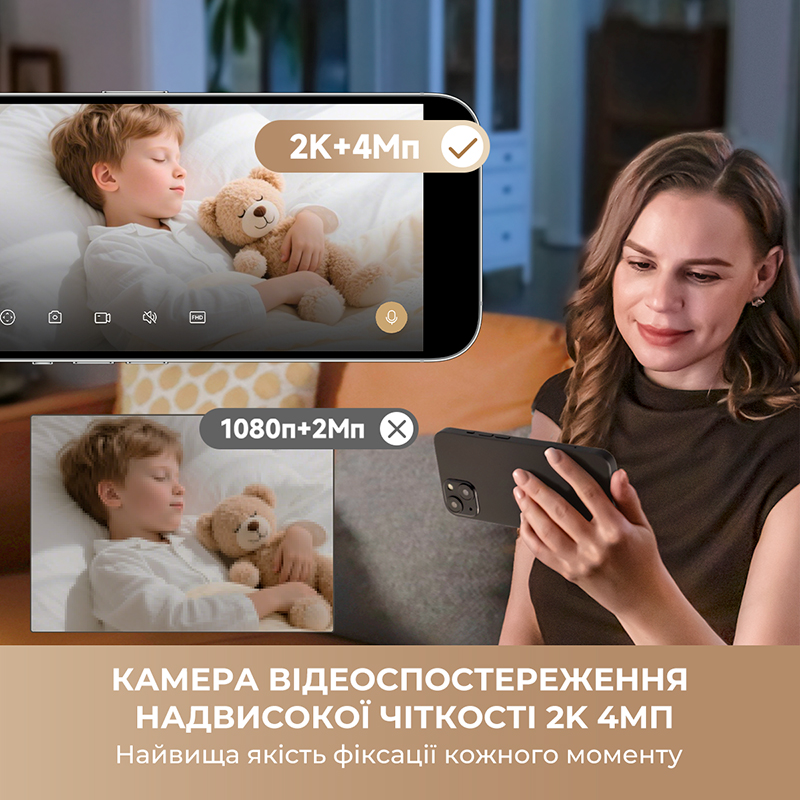 IP-камера DREAME NAVO Care 1 InCam 4MP (2K) White (DRM-IPC-A131_White) Додатково Нічне бачення; Bluetooth 5.0; MicroSD до 256 Гб; Підтримка Google Assistant, Alexa