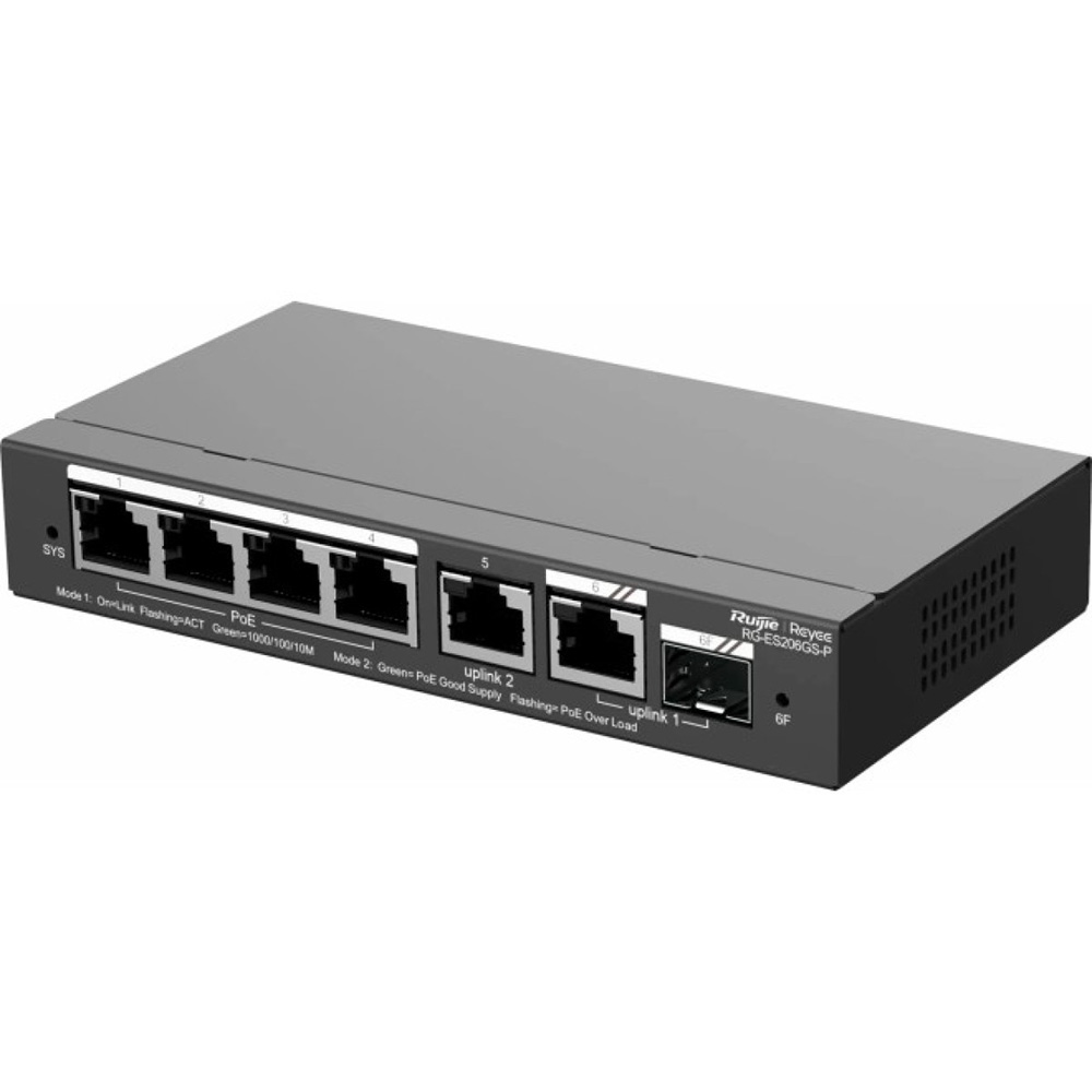 Коммутатор RUIJIE Reyee RG-ES206GS-P Форм-фактор настольный