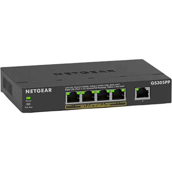 Коммутатор NETGEAR GS305PP (GS305PP-300EUS) Тип неуправляемый
