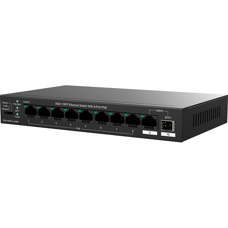 Коммутатор TENDA TEG1110PF-8-120W Форм-фактор настольный