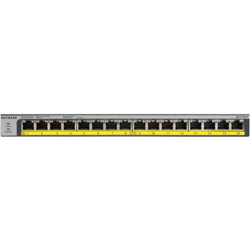 Коммутатор NETGEAR 16xGE PoE (GS116LP-100EUS) Форм-фактор настольный