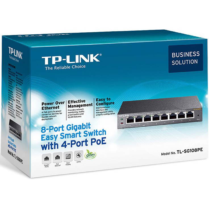 Коммутатор TP-LINK TL-SG108PE Тип настраиваемый