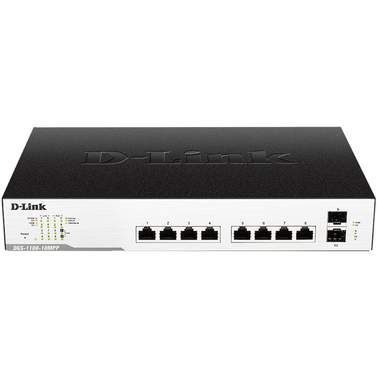 

Настраиваемый коммутатор D-LINK DGS-1100-10MPP, DGS-1100-10MPP