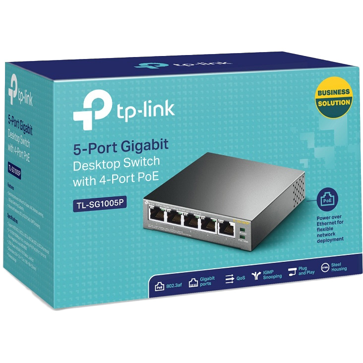 Комутатор TP-LINK TL-SG1005P Порти комутатора 5 портов RJ45 10/100/1000 Мбит/с