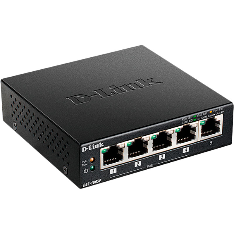 Коммутатор D-LINK DES-1005P Тип неуправляемый