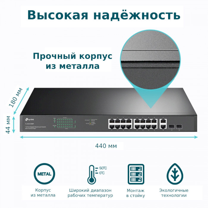 Фото Коммутатор TP-LINK TL-SG1218MP