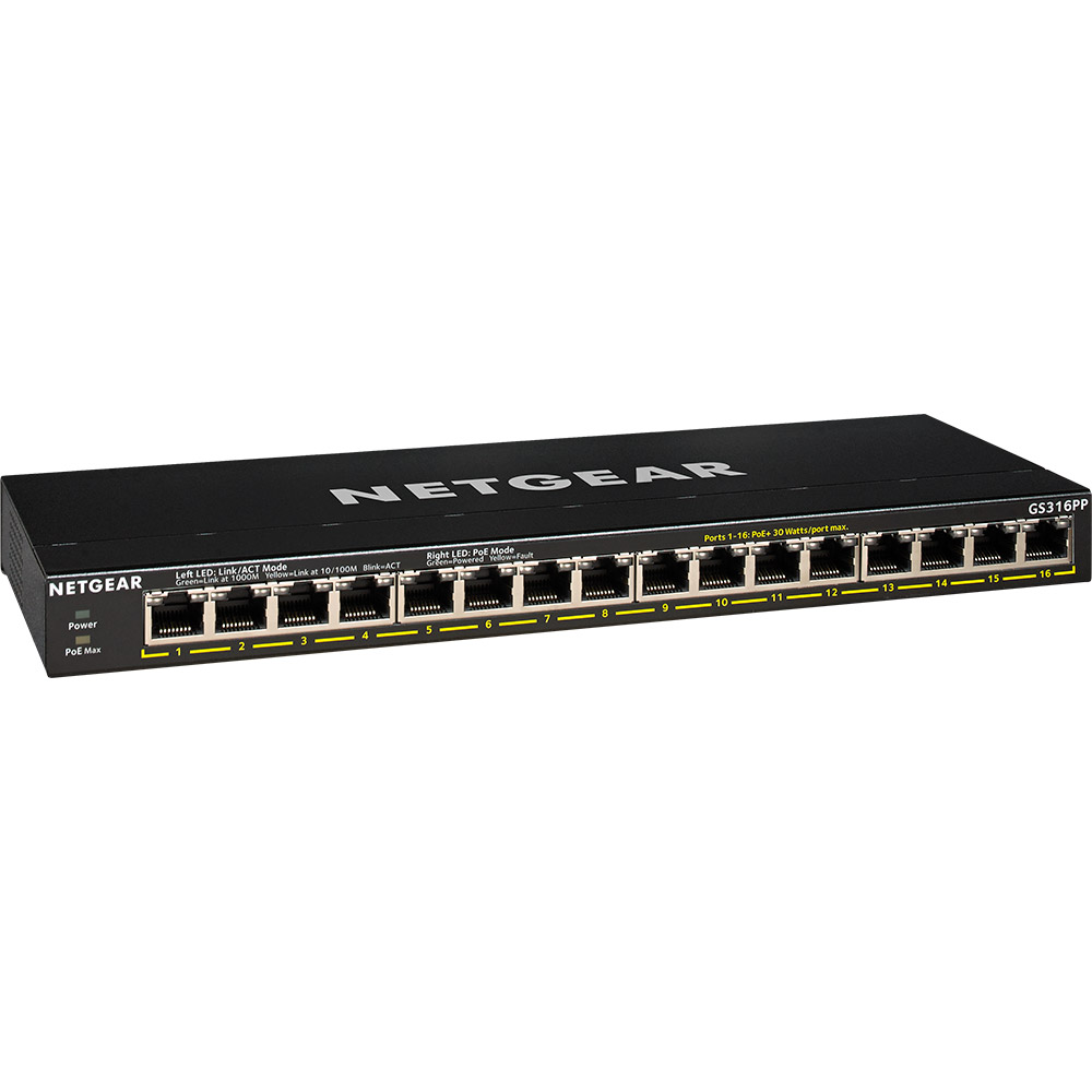 Коммутатор NETGEAR GS316PP 16xGE PoE+ (GS316PP-100EUS) Форм-фактор настольный