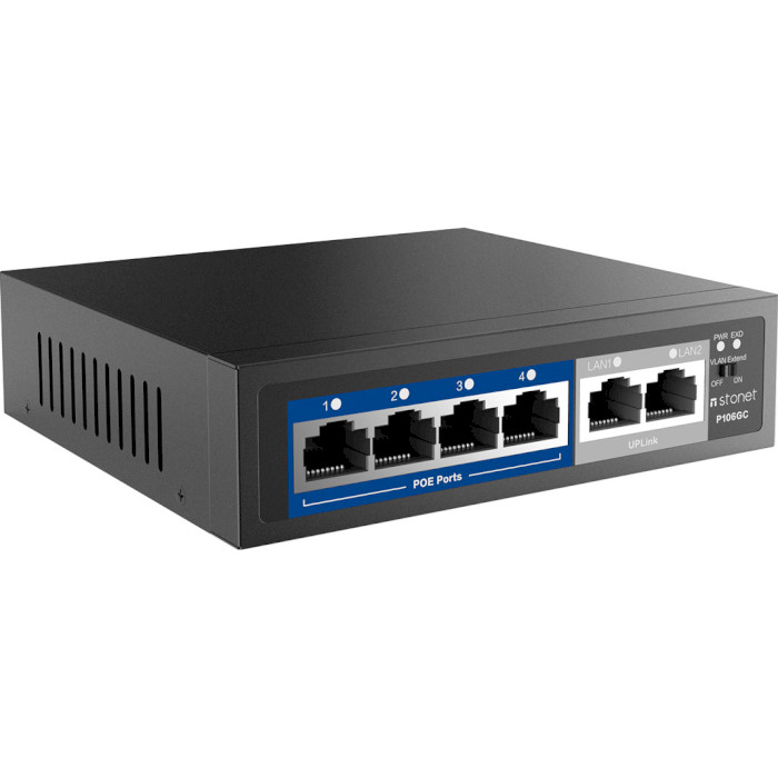 

Коммутатор NETIS 6 Port Fast Ethernet PoE Switch 4 ports POE+2RJ45 (P106C), P106C 6