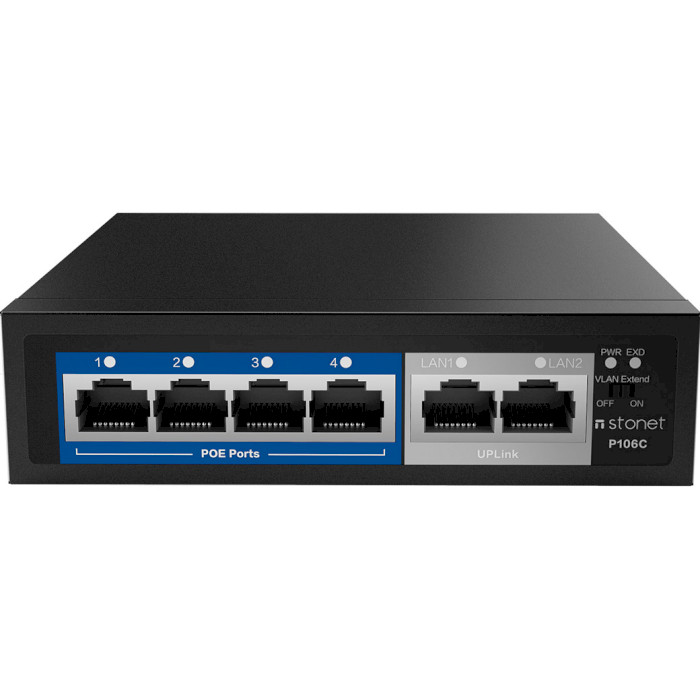 Коммутатор NETIS 6 Port Fast Ethernet PoE Switch 4 ports POE+2RJ45 (P106C) Тип неуправляемый