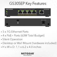 Комутатор NETGEAR GS305EP 4xGE PoE+(63Вт) 1xGE (GS305EP-100PES)