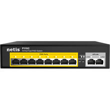 Коммутатор NETIS P110C 10 Port Fast Ethernet PoE Switch 8 ports POE+2RJ45