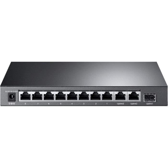 Комутатор TP-LINK TL-SG1210MP Порти комутатора 9 х Gigabit Ethernet (1 x Gigabit Ethernet/SFP); 8 x PoE