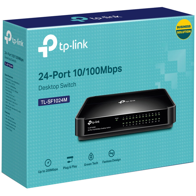 Коммутатор TP-LINK TL-SF1024M Порты коммутатора 24 порта 10/100 Мбит/с (разъём RJ45), поддержка авто-MDI/MDIX