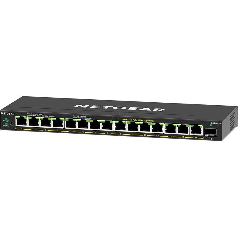 Коммутатор NETGEAR GS316EPP 15x1GE PoE+ 231 Вт (GS316EPP-100PES) Форм-фактор монтируемый в стойку