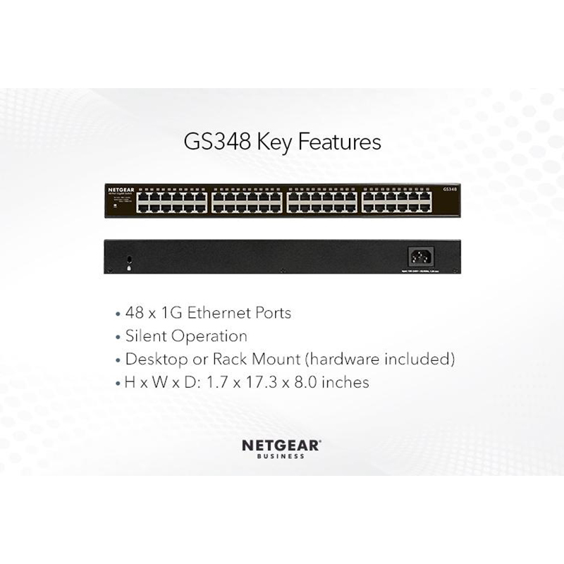 Коммутатор NETGEAR GS348 48xGE (GS348-100EUS) Тип неуправляемый