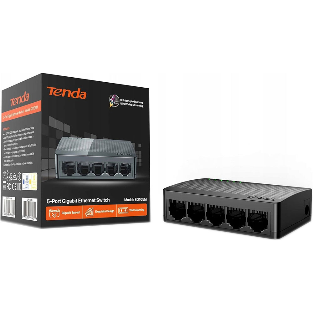 Комутатор TENDA SG105M 5-Port Gigabit Ethernet Switch Консольний порт False