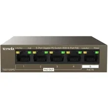 Коммутатор TENDA TEG1105PD 5-Port Gigabit PoE-IN/PoE-OUT Extender (1in/4out) (TEG1105PD)